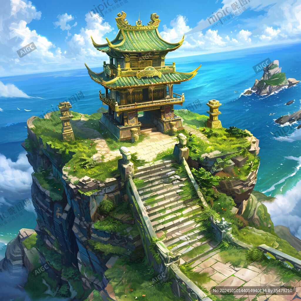 樓閣仙景插畫