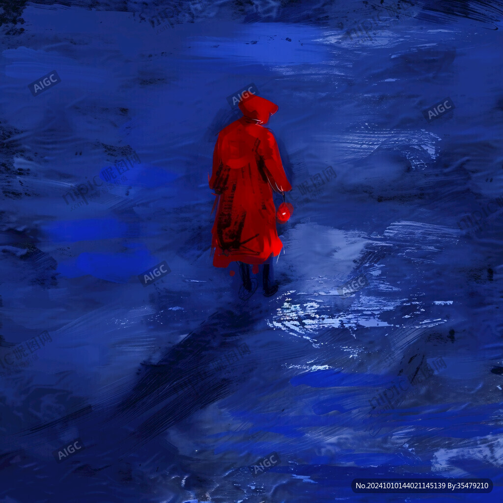 紅色雨衣的路人
