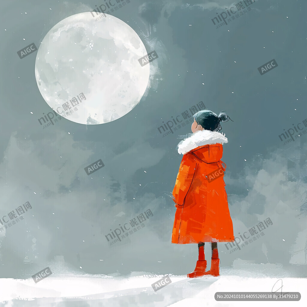 大雪女孩插畫