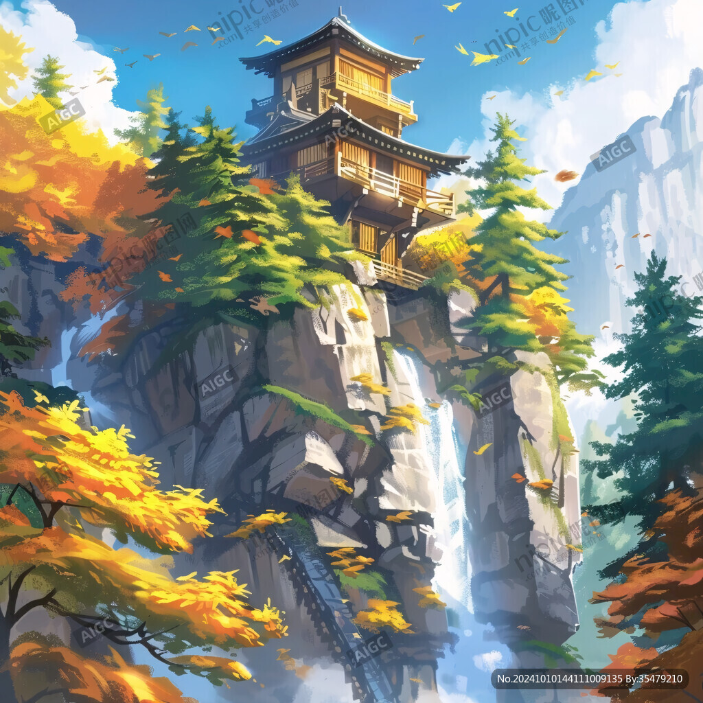 樓閣仙景插畫