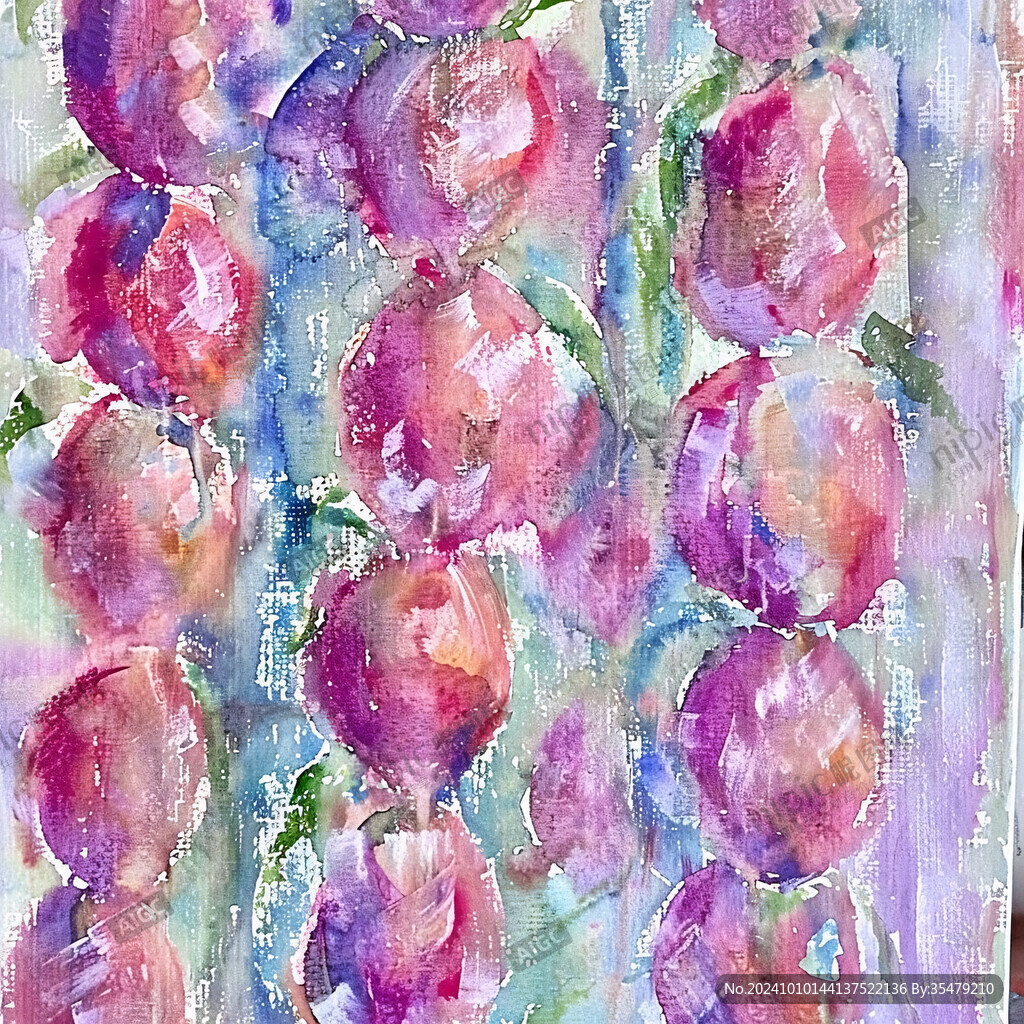水彩月季花裝飾畫