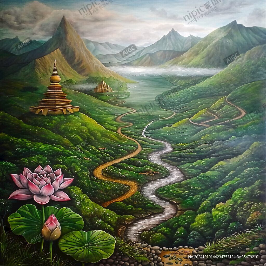 油畫中式山水