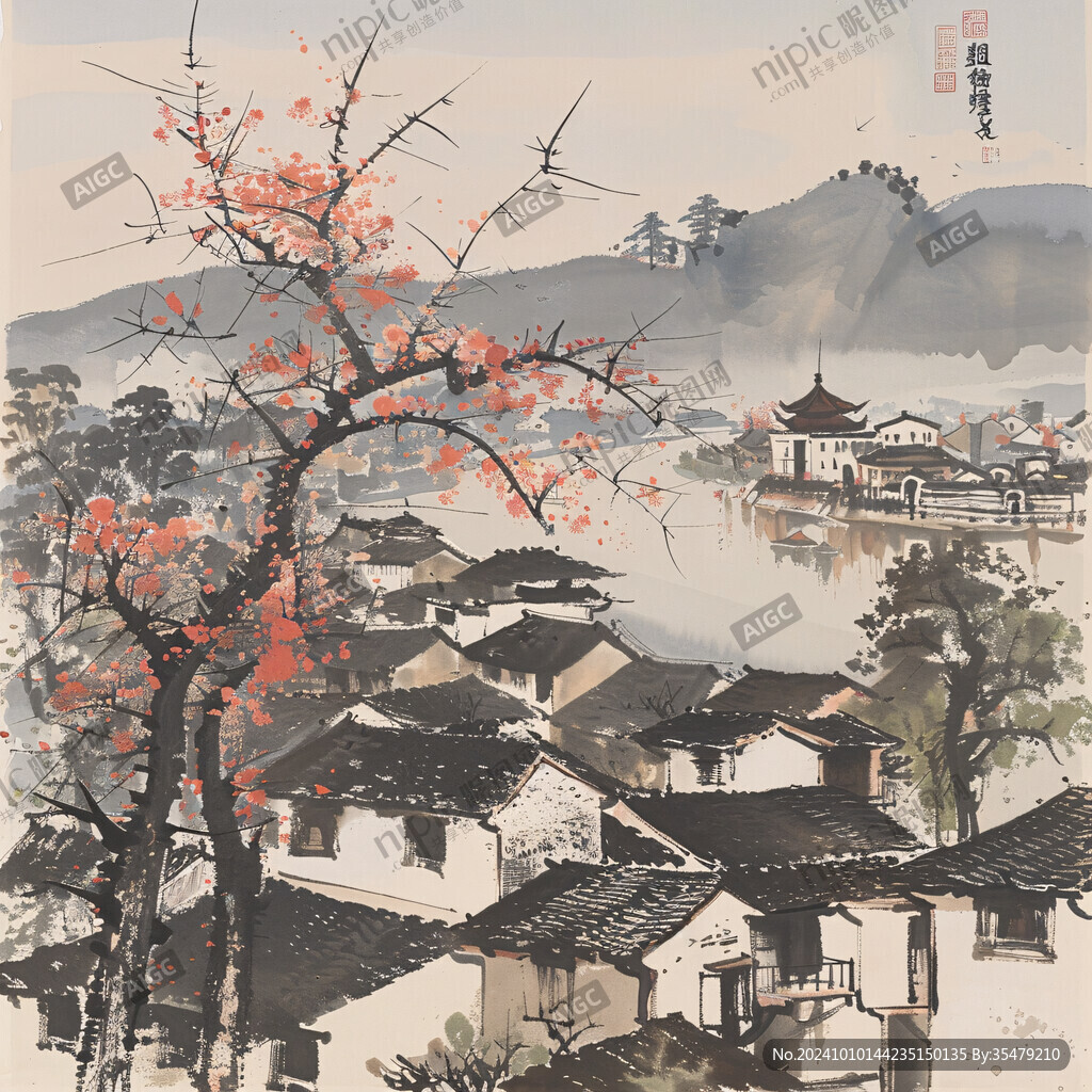 江南小鎮(zhèn)國(guó)畫(huà)
