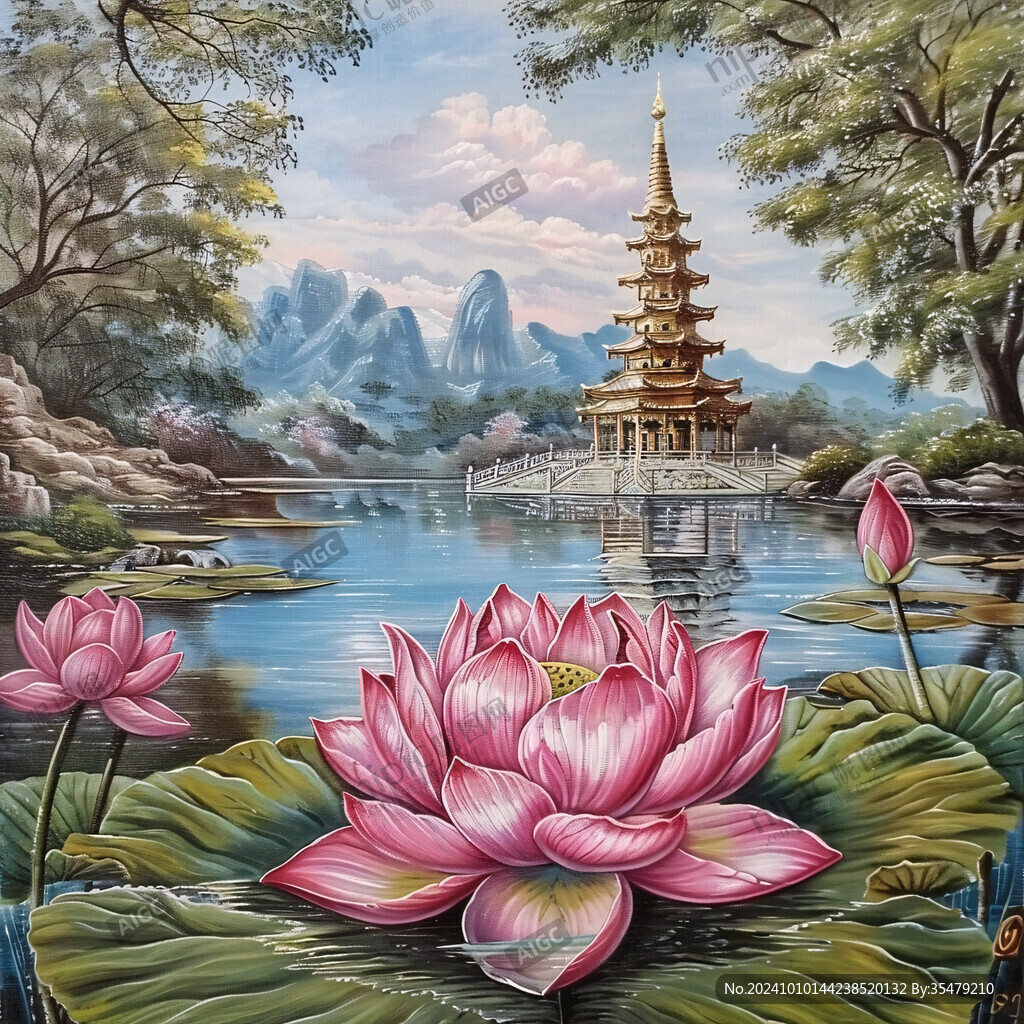 大型蓮花壁畫