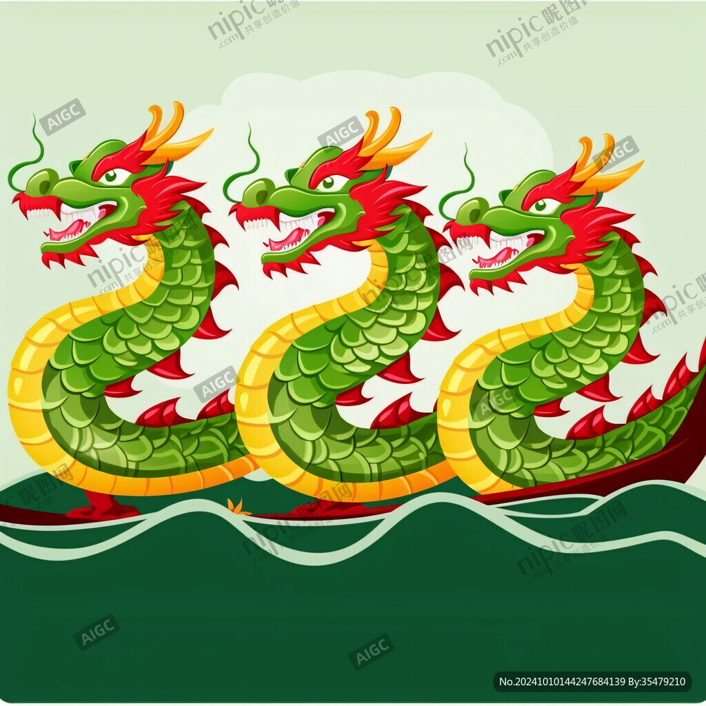 端午龍元素插畫