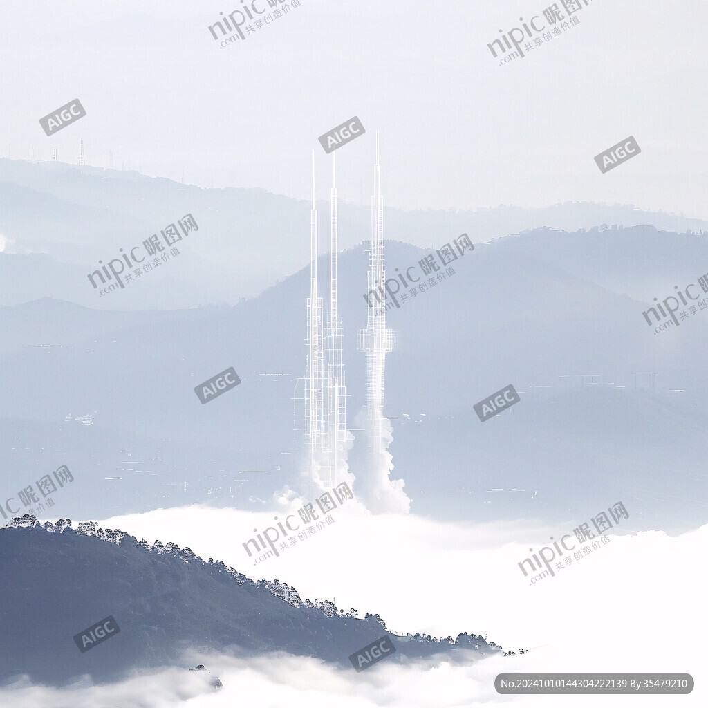 高清塔子霧景