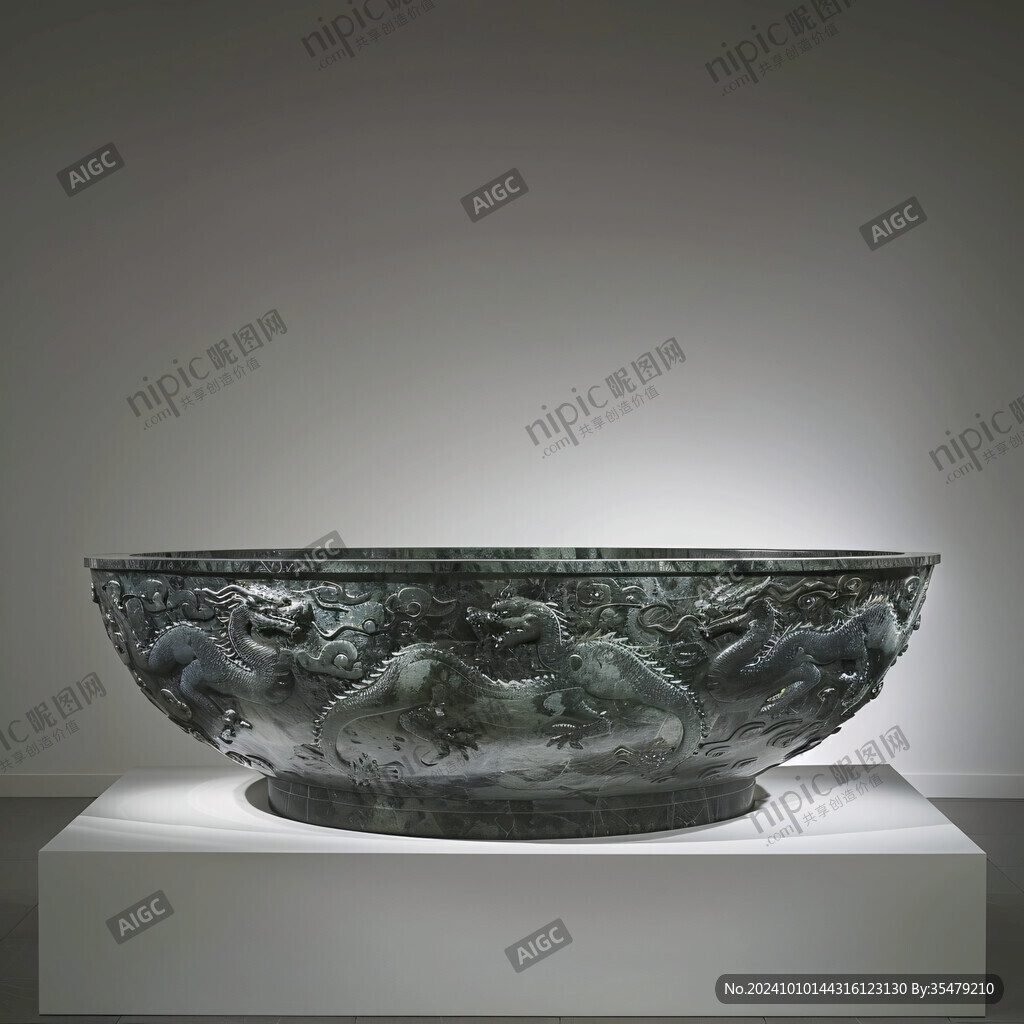 古代青銅交龍紋盆