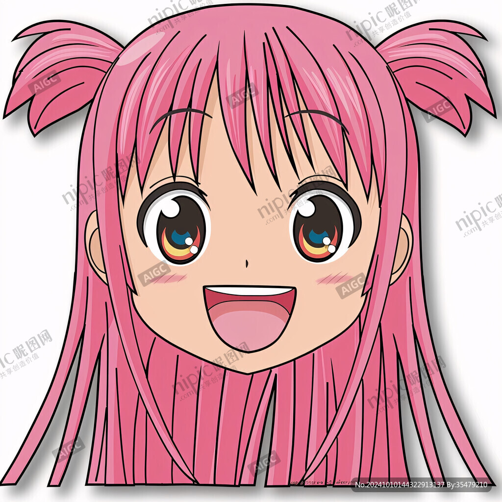 卡通粉色頭發小女孩