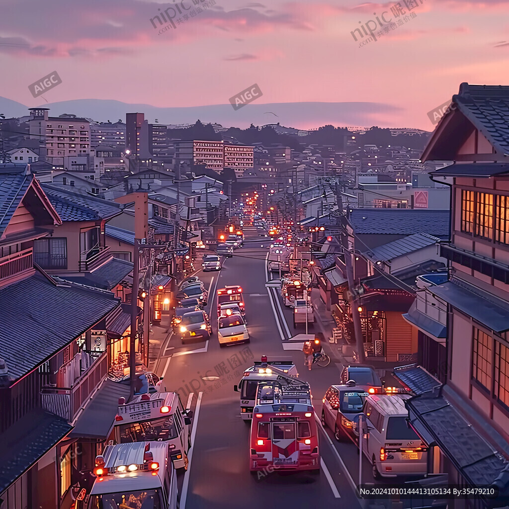 日本街道建筑夜景