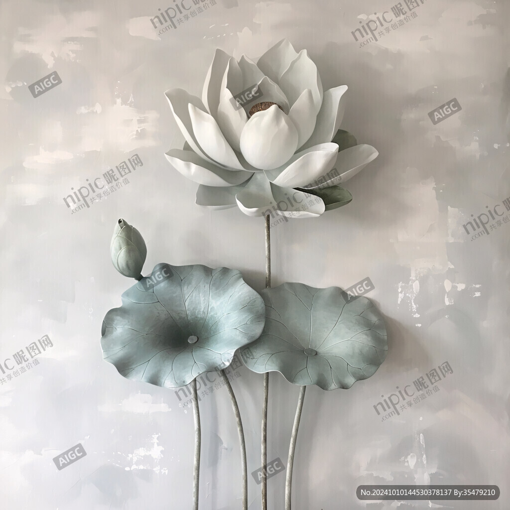 立體浮雕荷花
