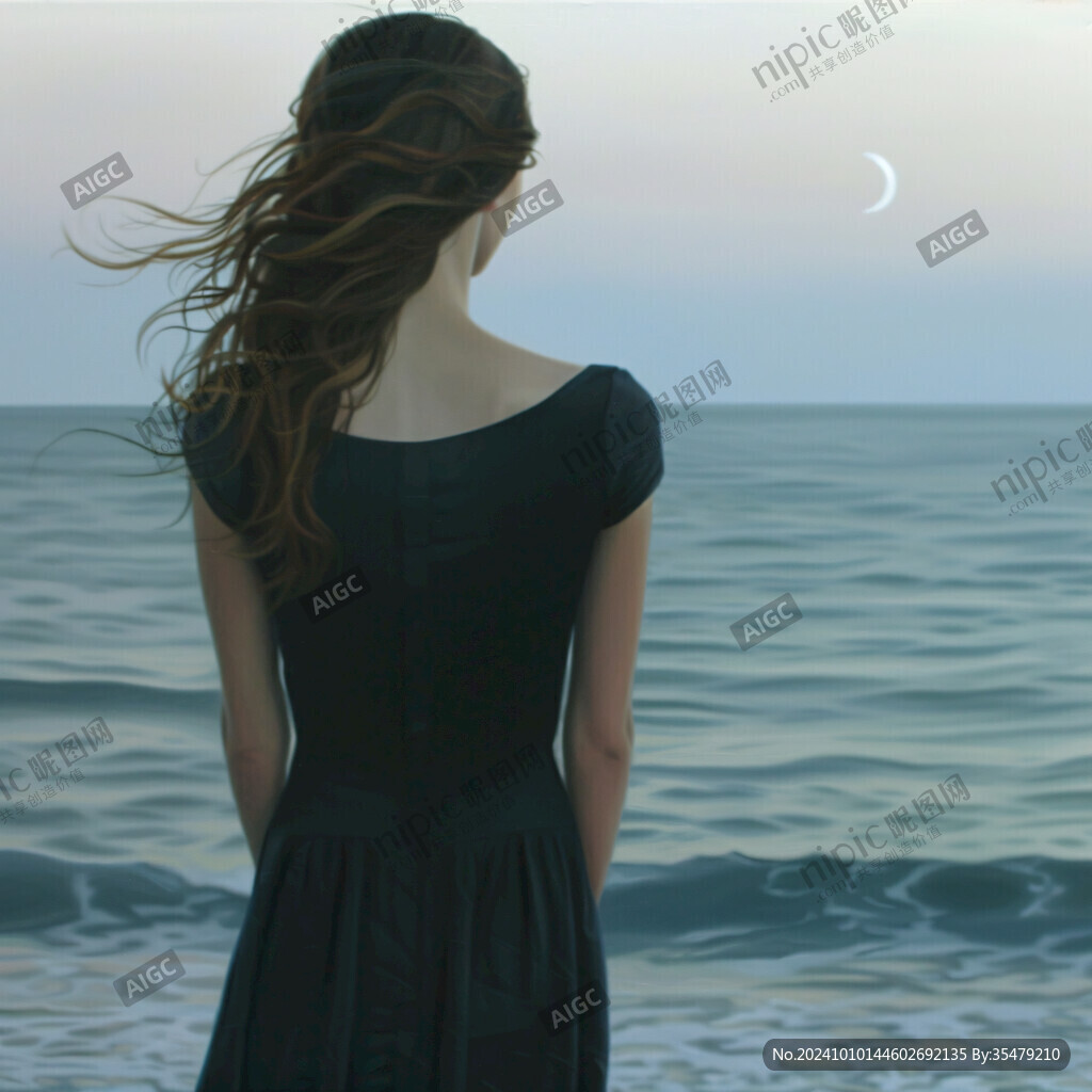 海邊女人側影