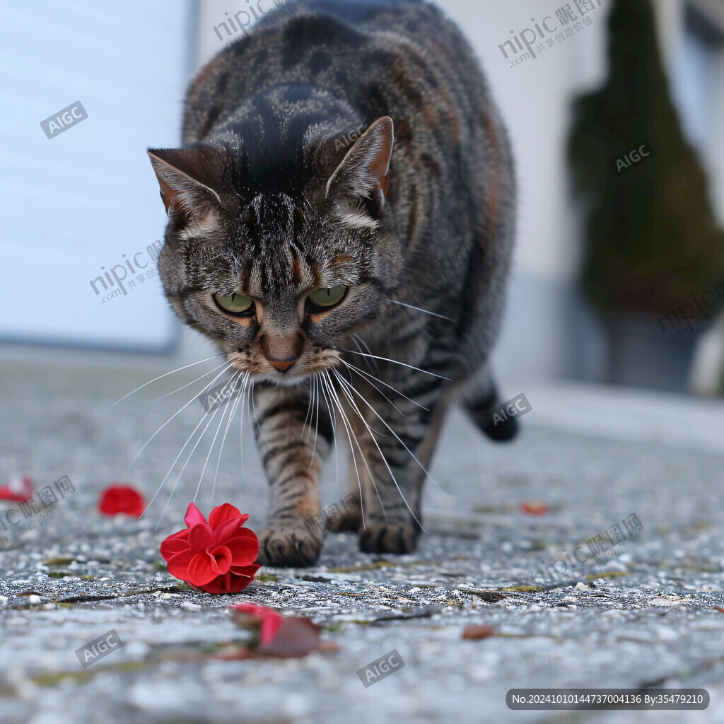 貓咪與鮮花