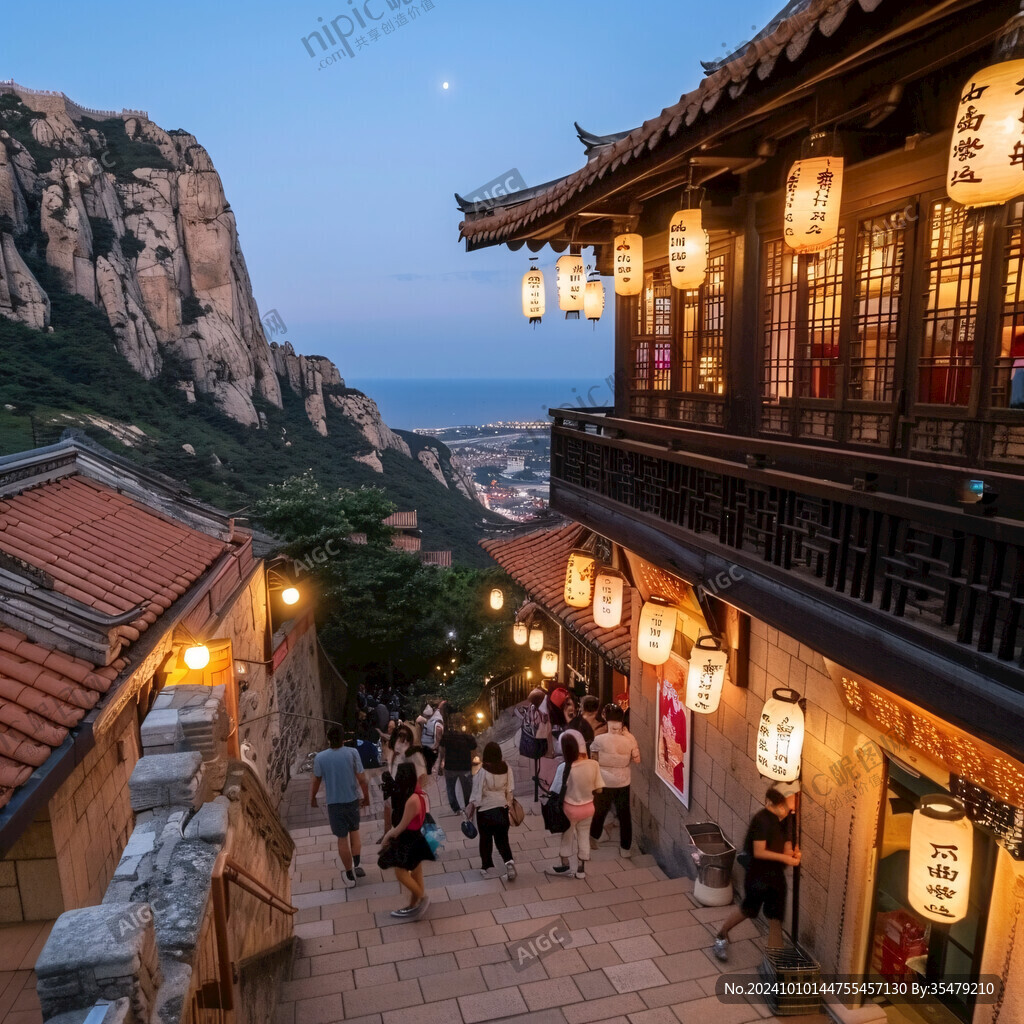 夜晚燈籠游客
