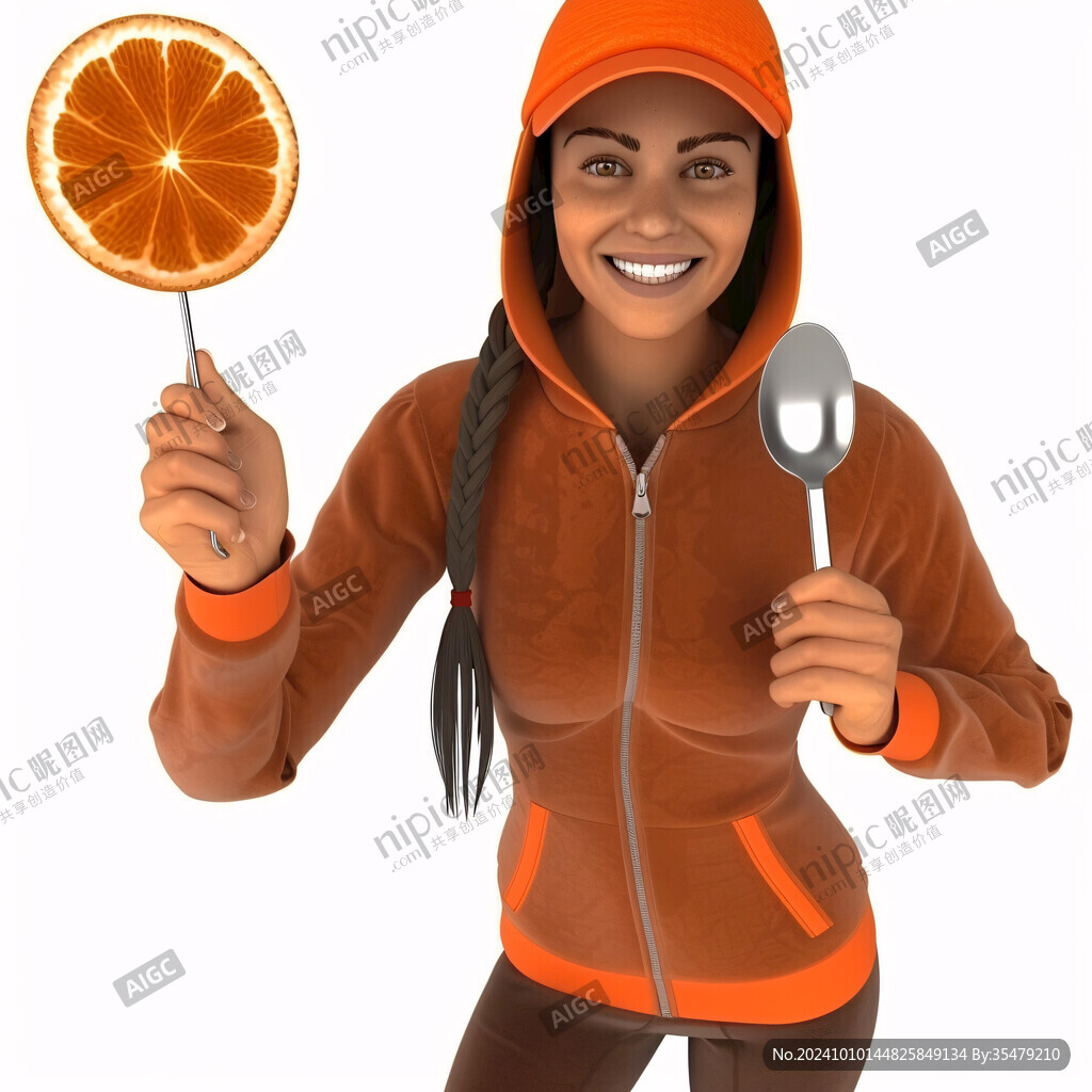 橙子拿橙子的女孩