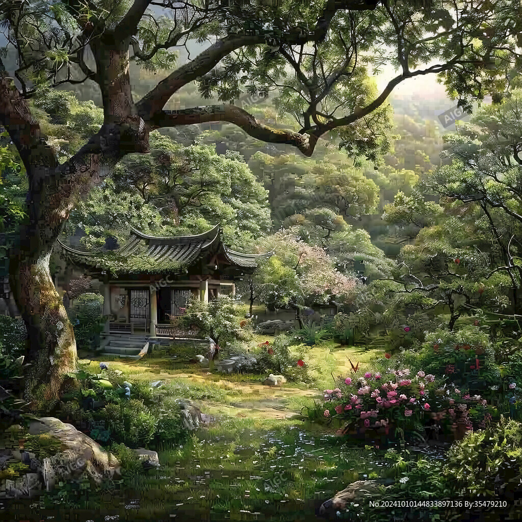 風景畫園林小景