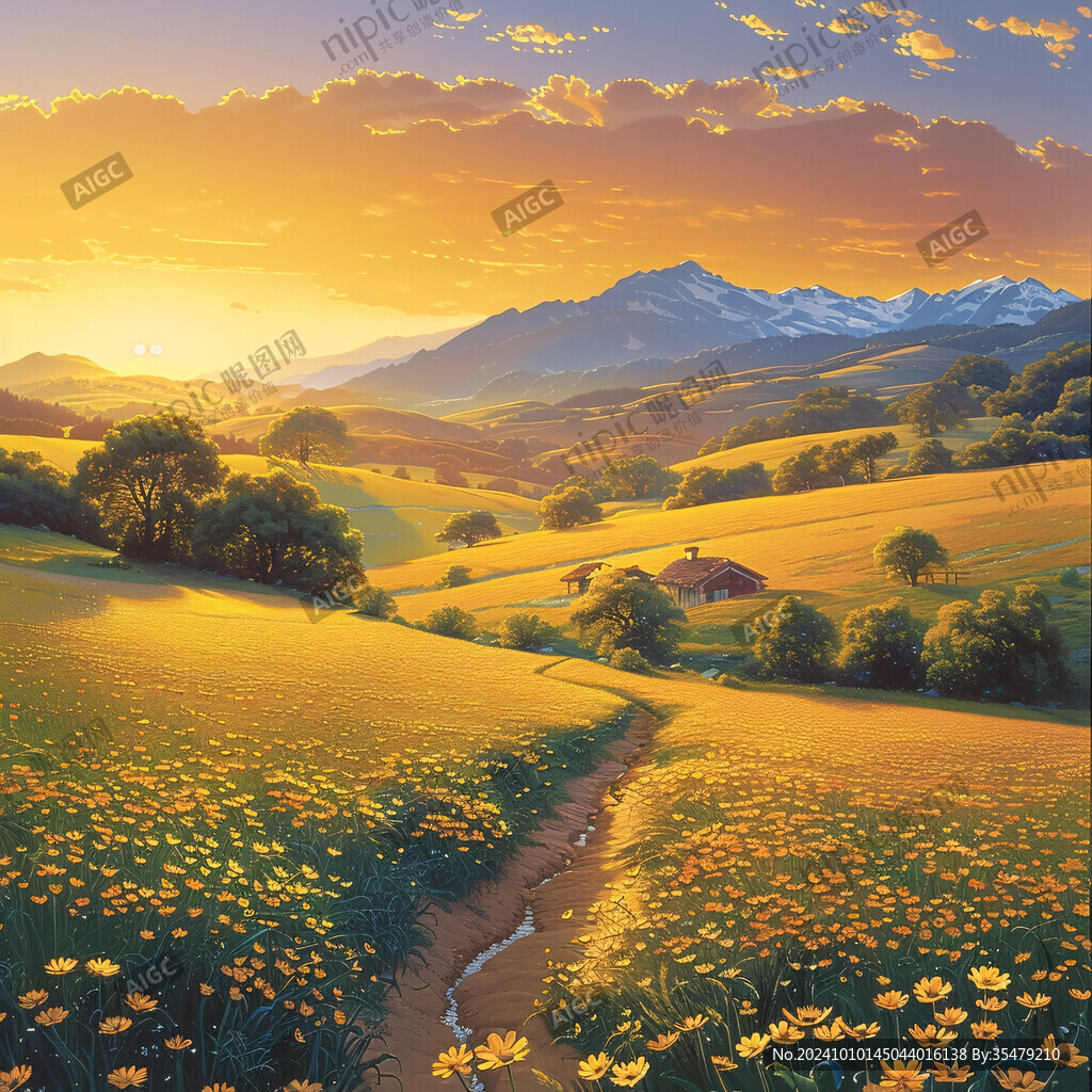 陽光晴朗風景插畫