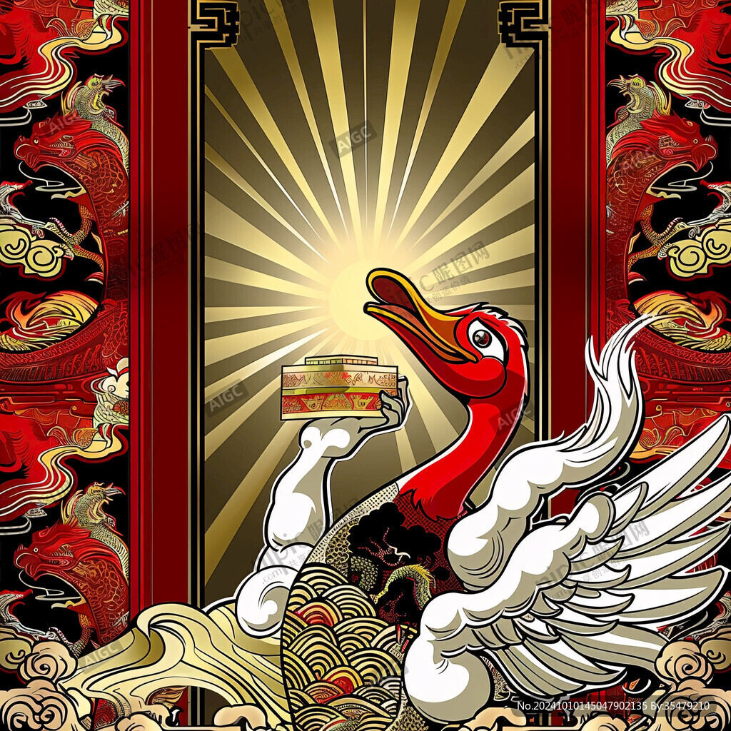 國潮插畫發財鴨