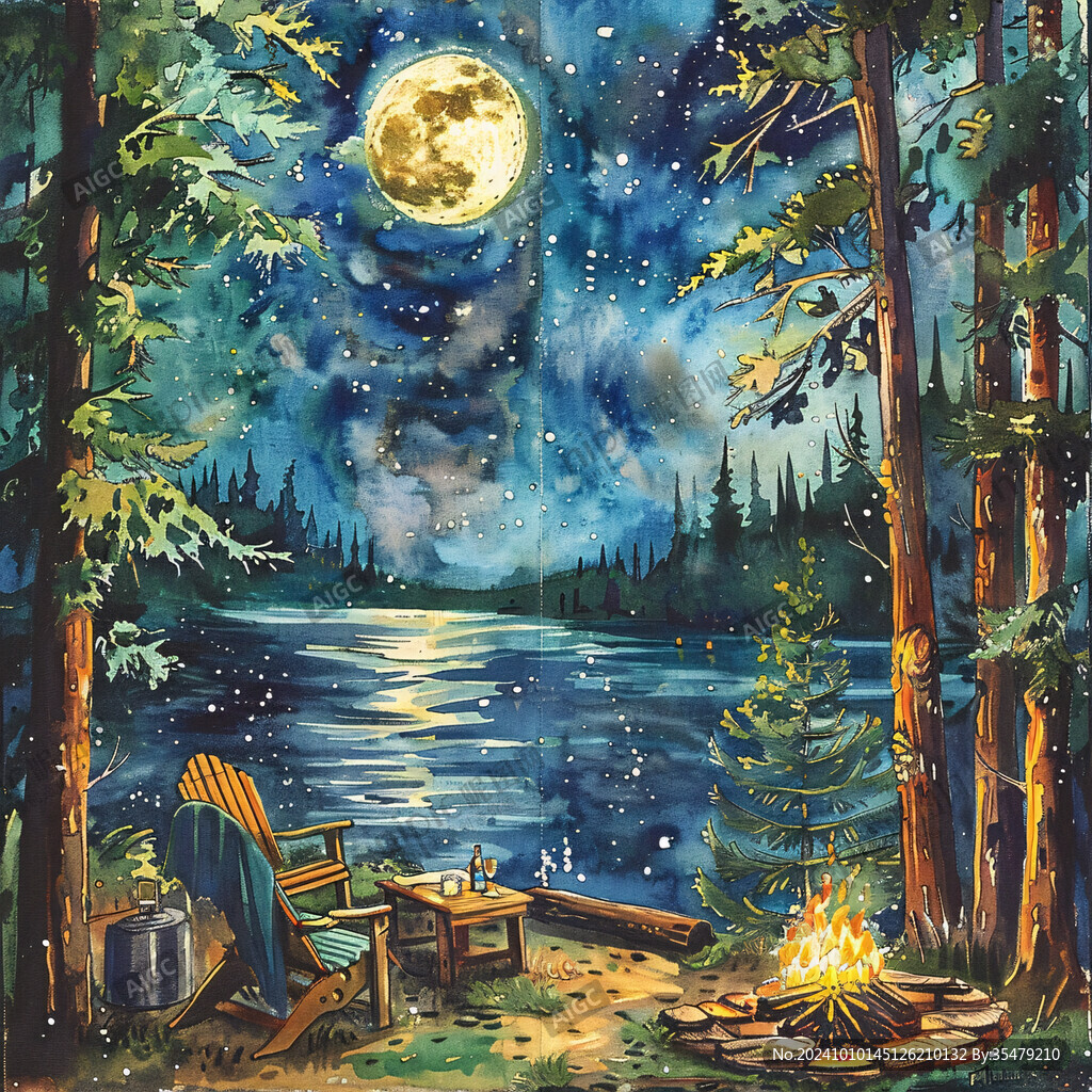 手繪唯美夜晚