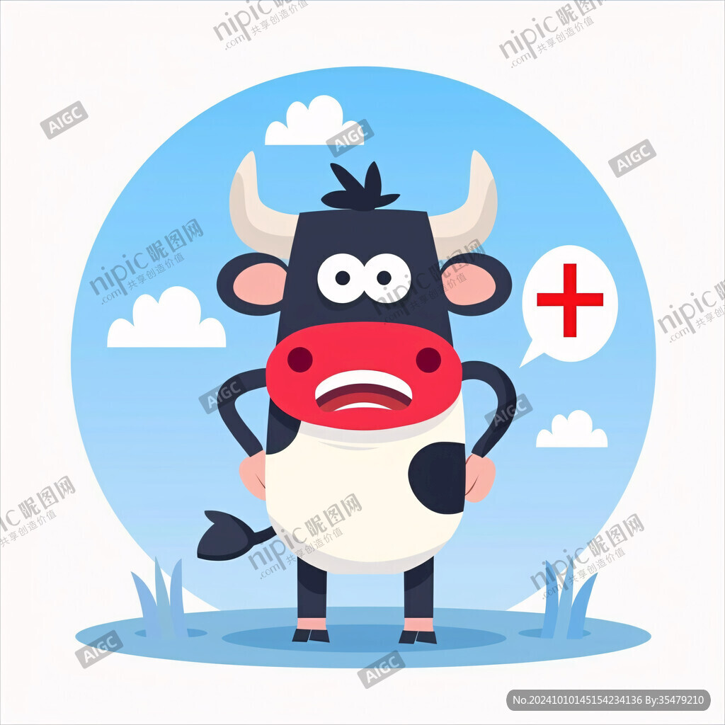 小牛動物q版卡通插畫
