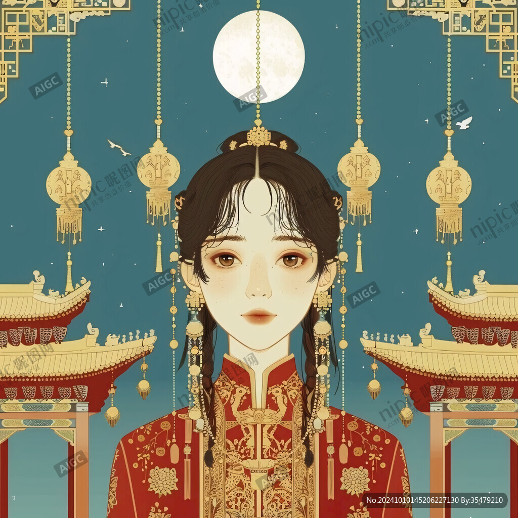 中式新娘插畫(huà)