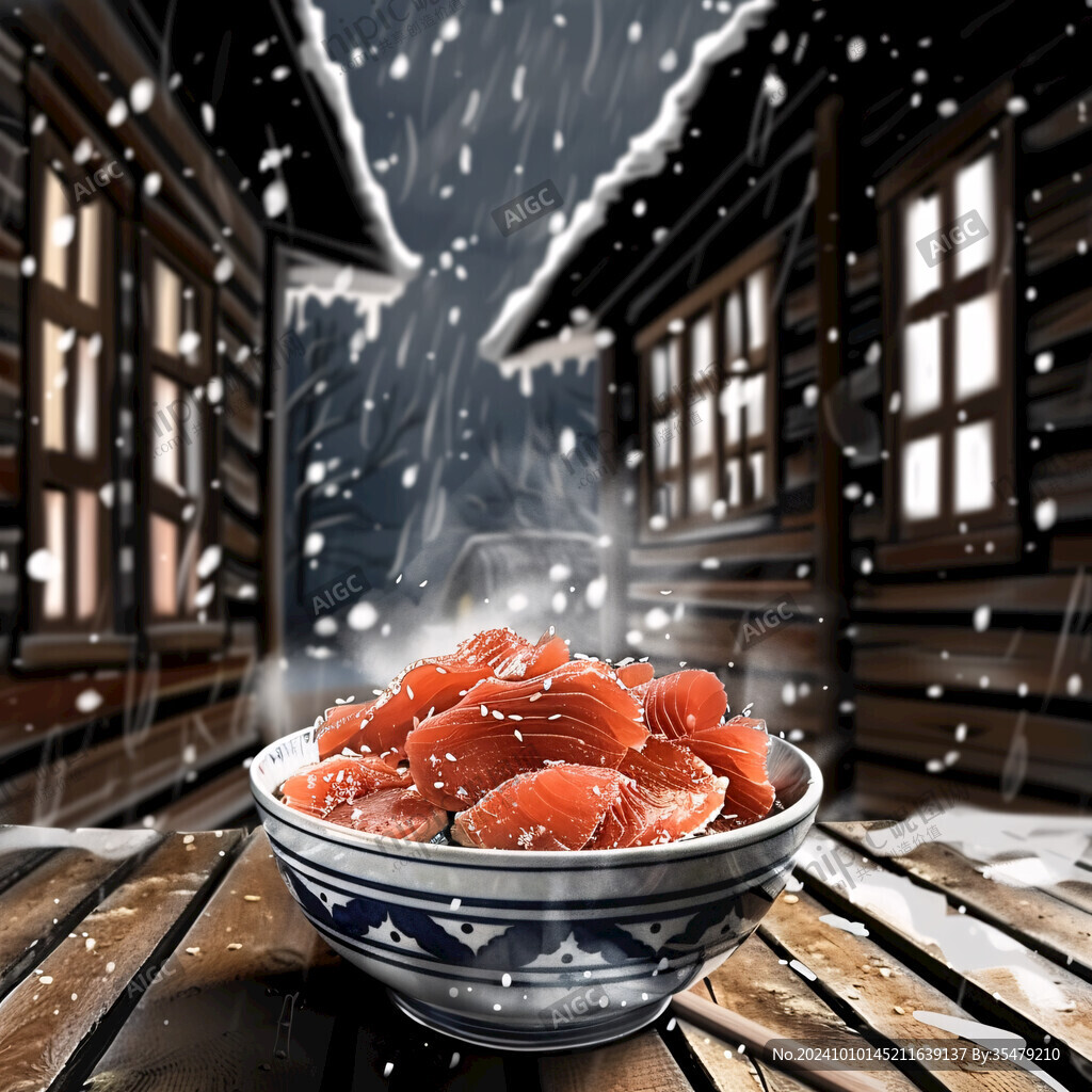大雪腌肉插畫