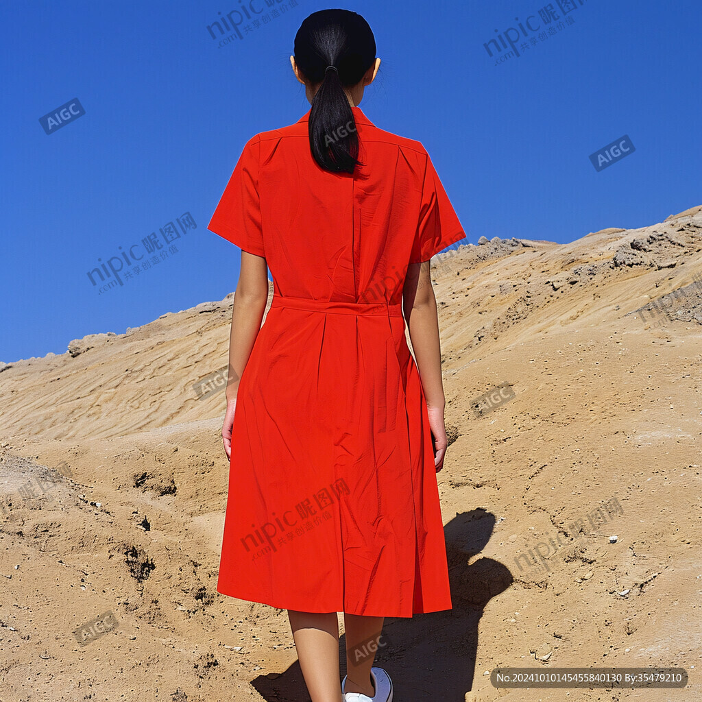 紅裙美女背影