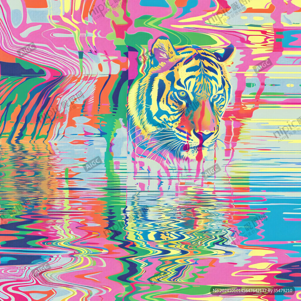 老虎國潮插畫線圈插畫