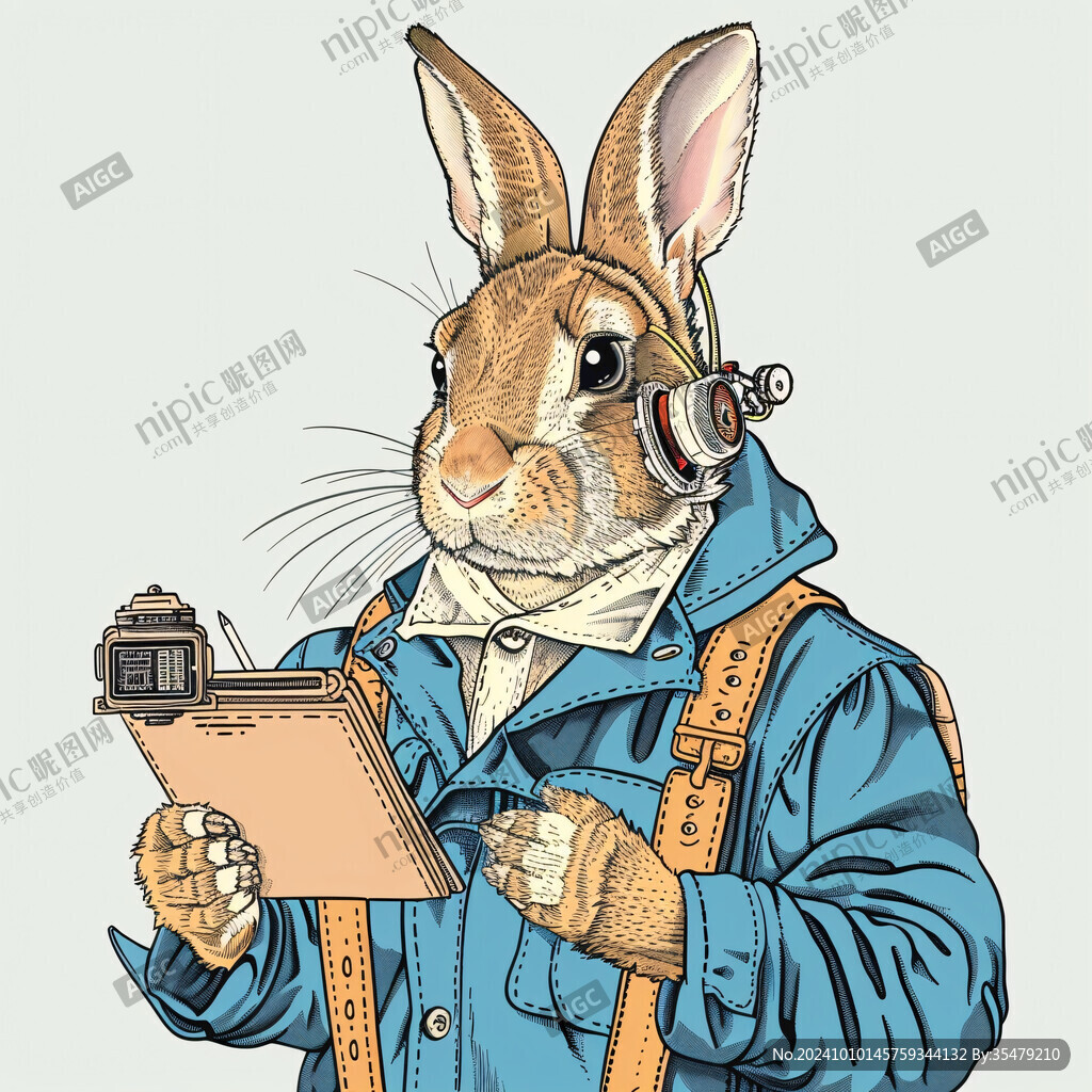 兔子先生插畫圖案印花