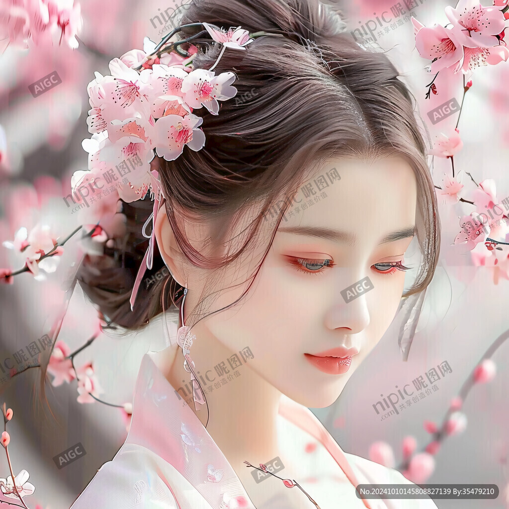 桃花美人圖