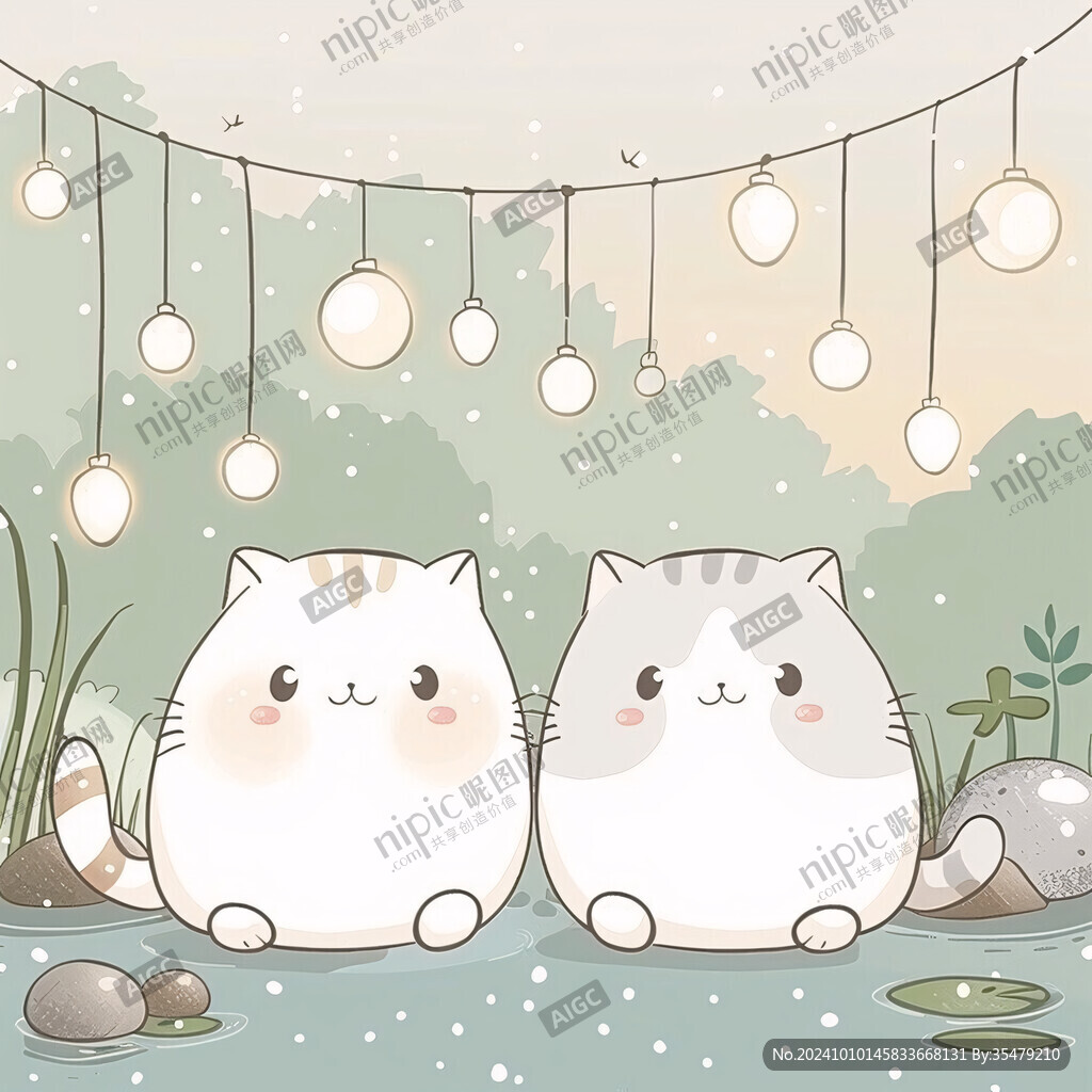 奶萌小貓插畫圖案
