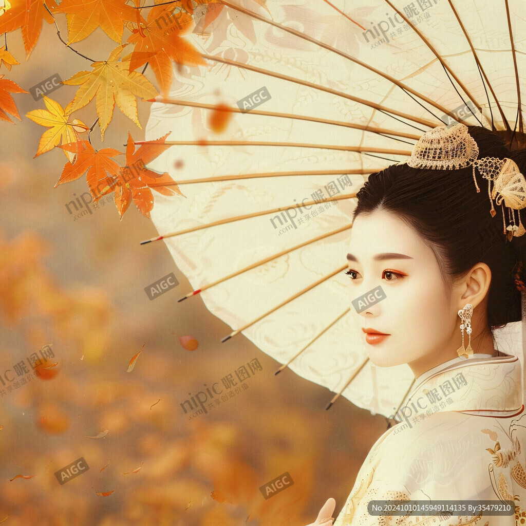 撐油紙傘的美女