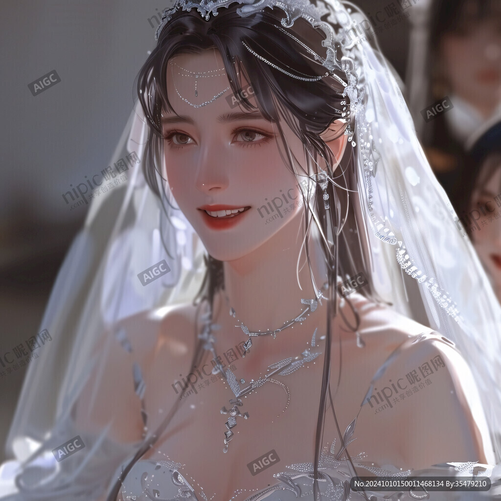 穿婚紗婚的少女