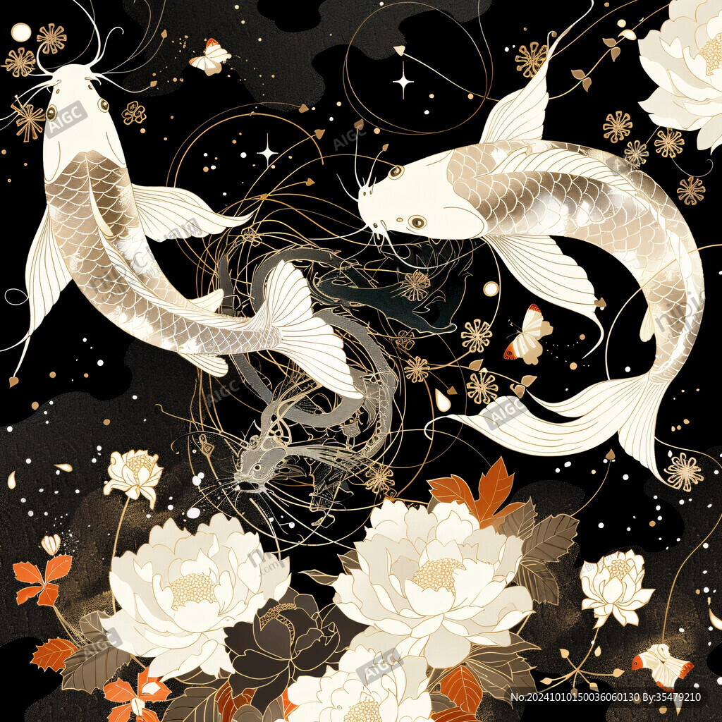 吉祥裝飾插畫如魚得水