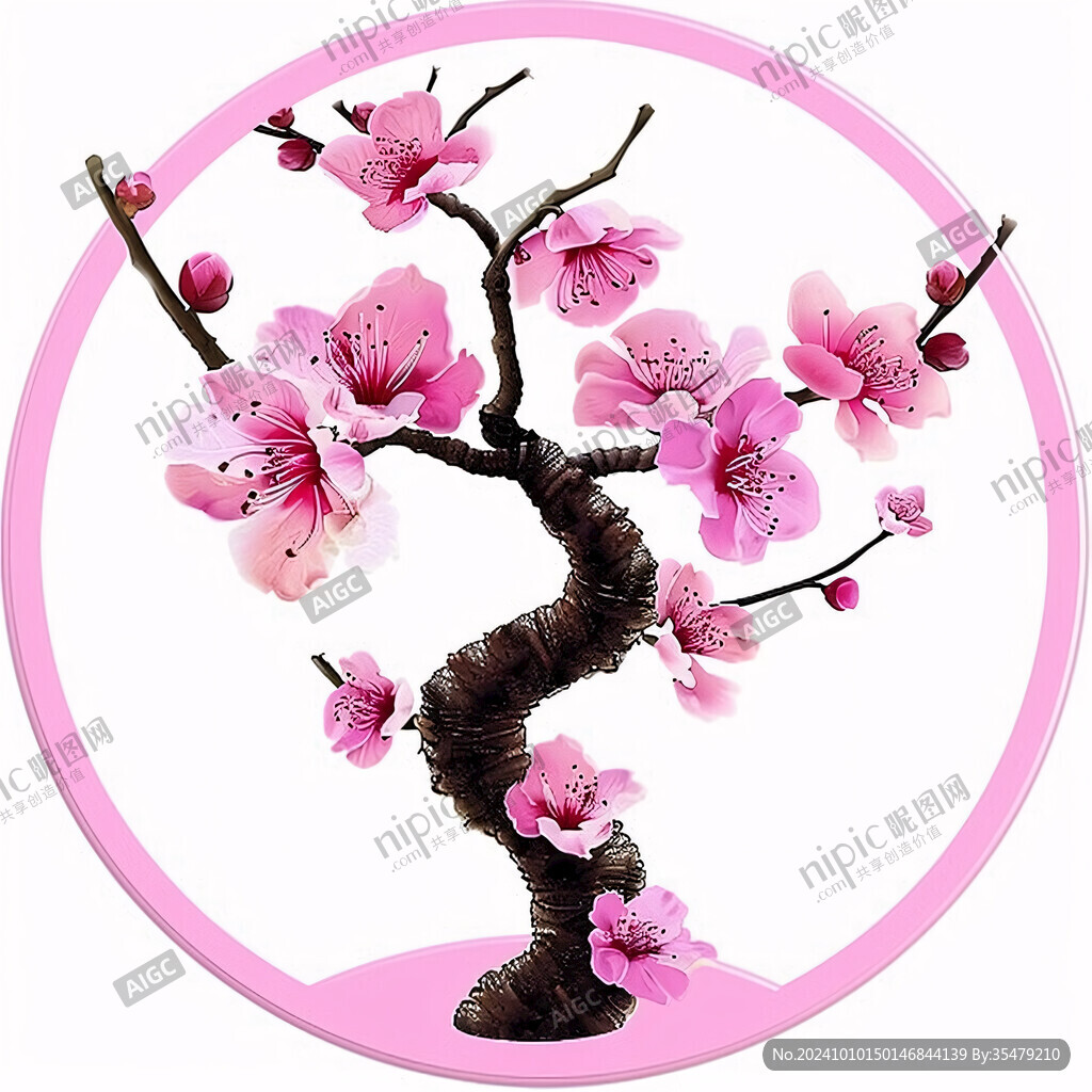 桃花圓形裝飾畫