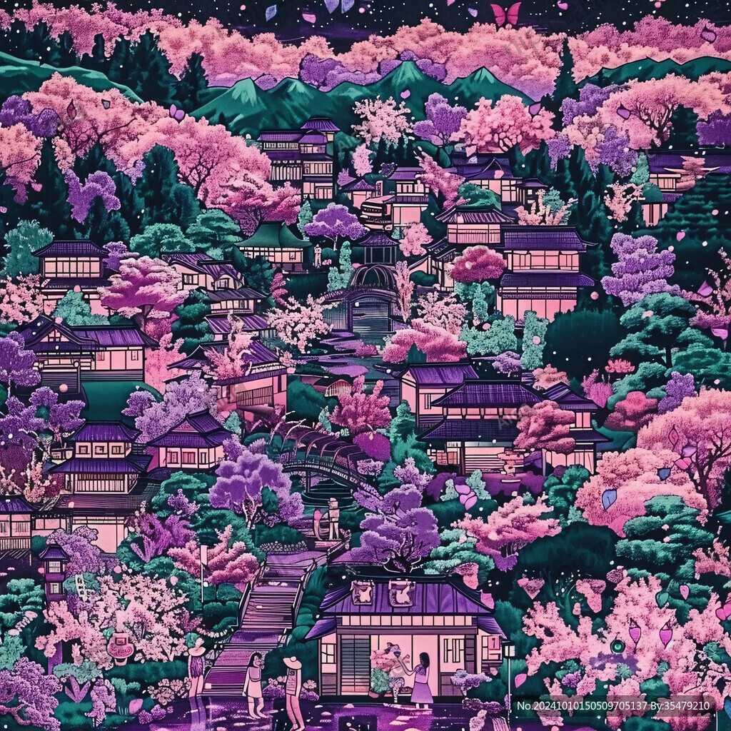 木版插畫吉田街道