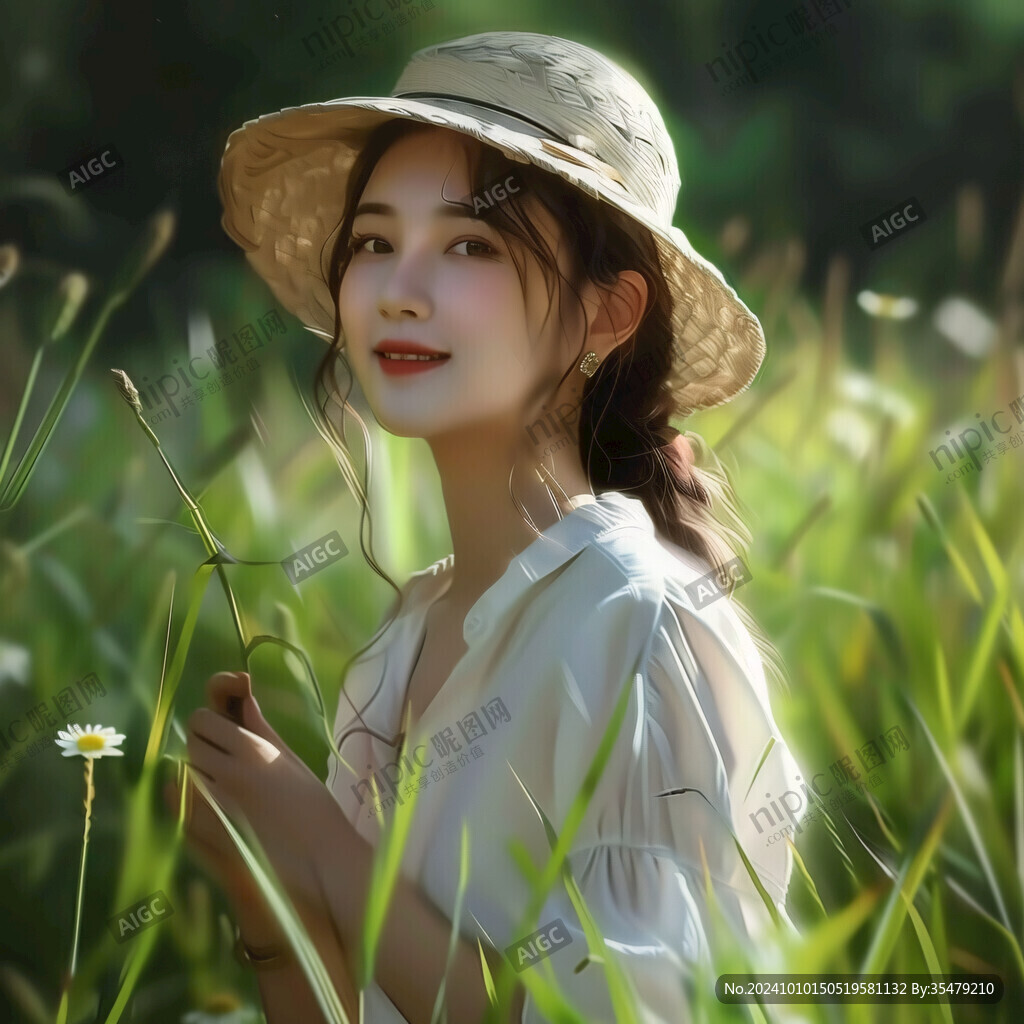 戴草帽少女