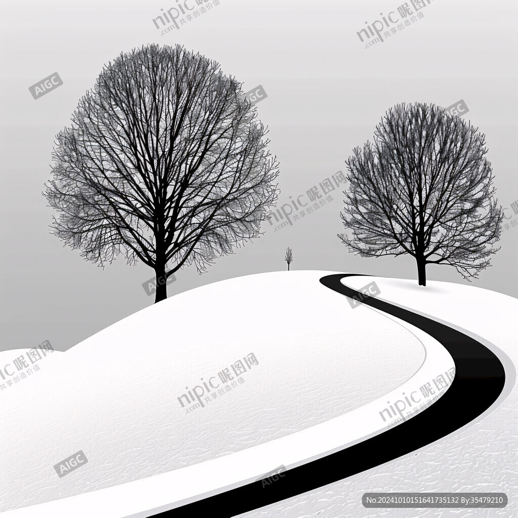 雪地上樹影雪地