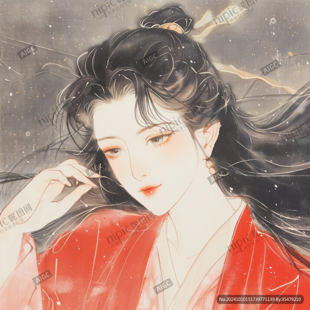 古風美女頭像插畫封面