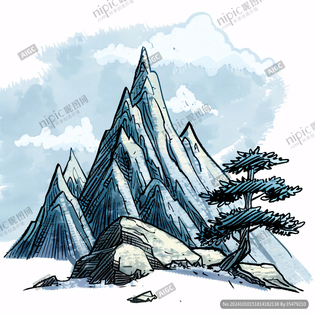山峰手繪素材