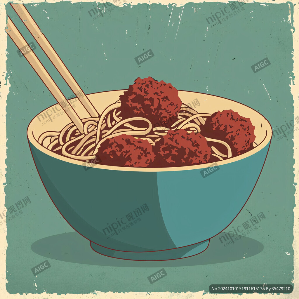 牛肉丸面美食插畫(huà)