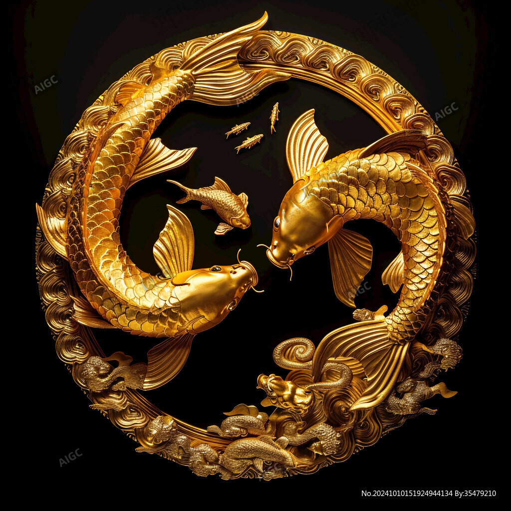 金色吉祥錦鯉圖案