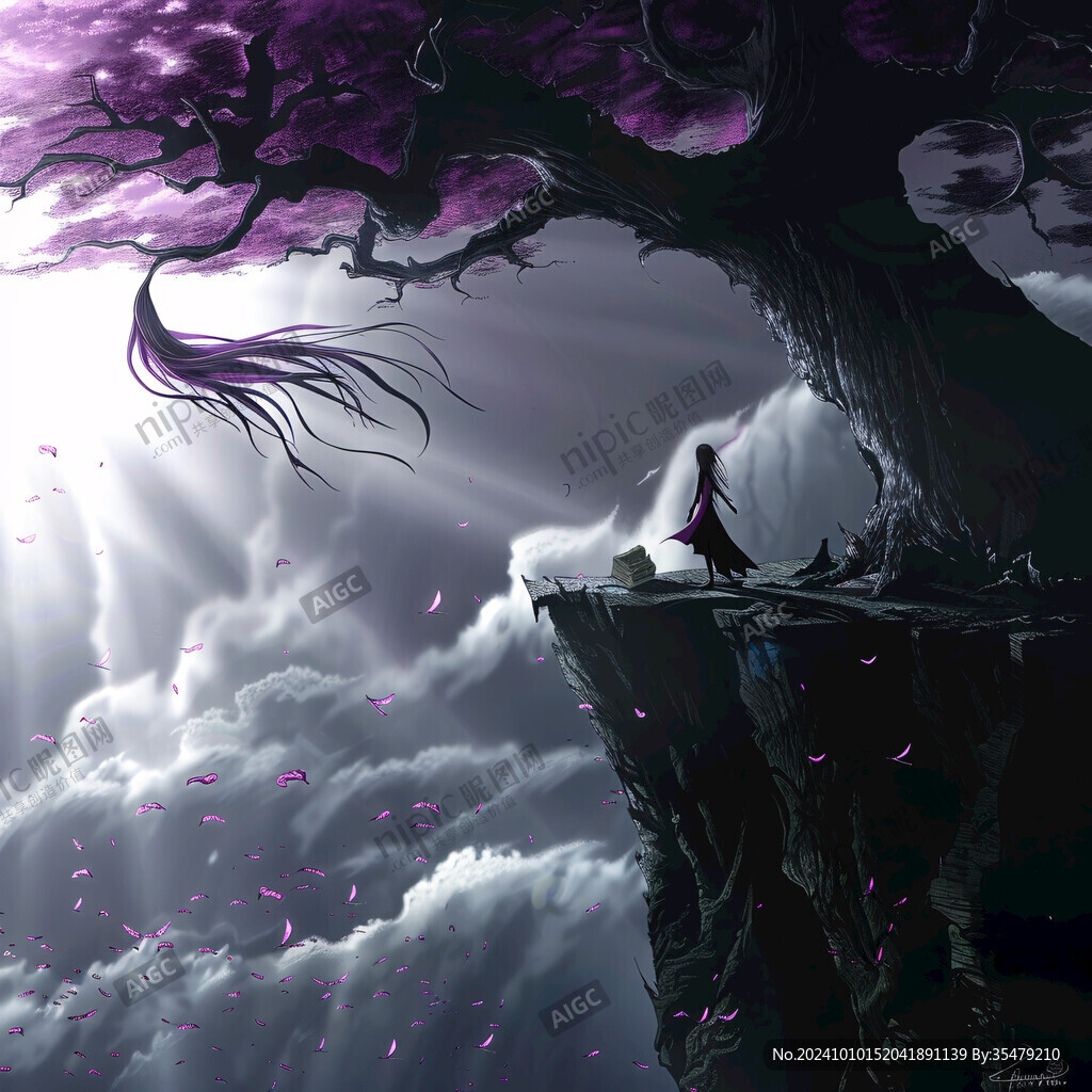 手繪紫色夢幻場景