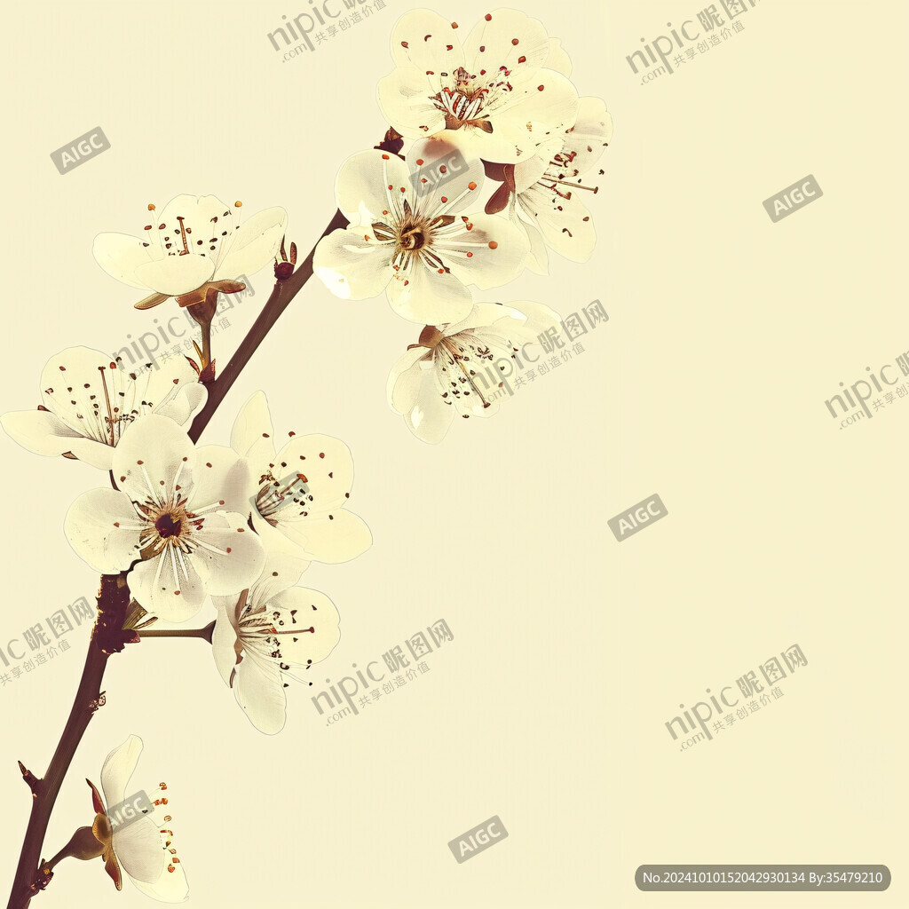 水墨白梅花