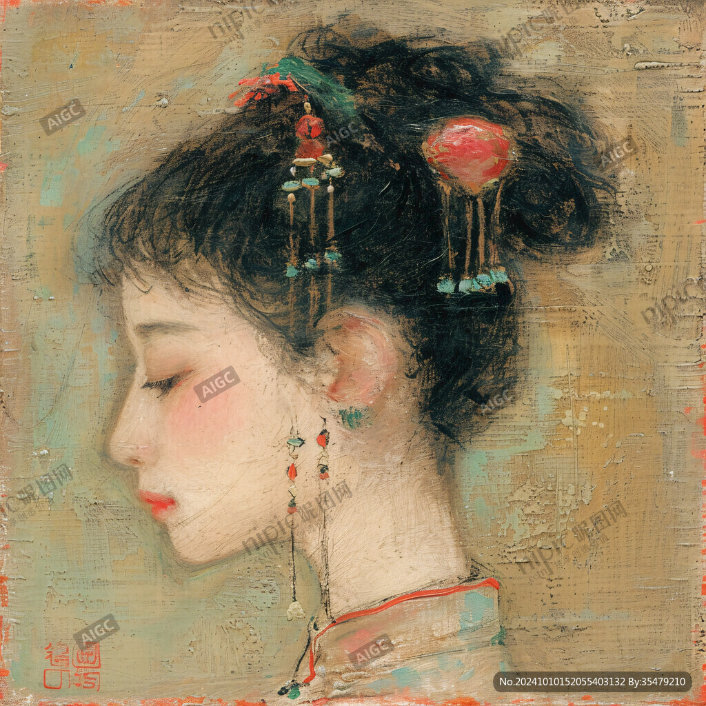 水彩清朝美女