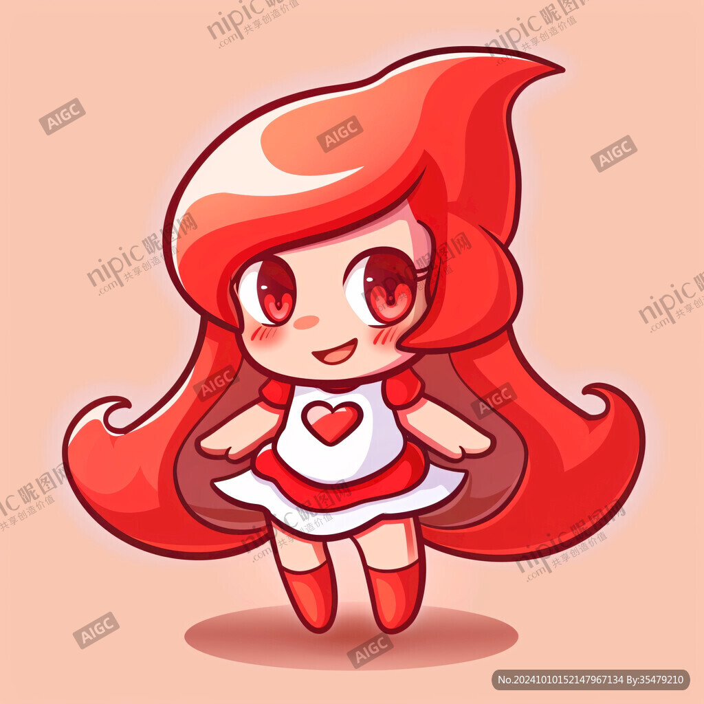穿紅裙子的卡通小女孩