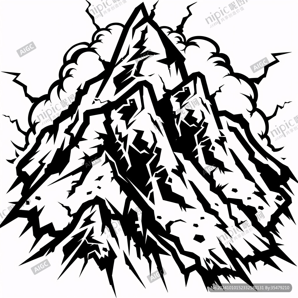 山崩插畫