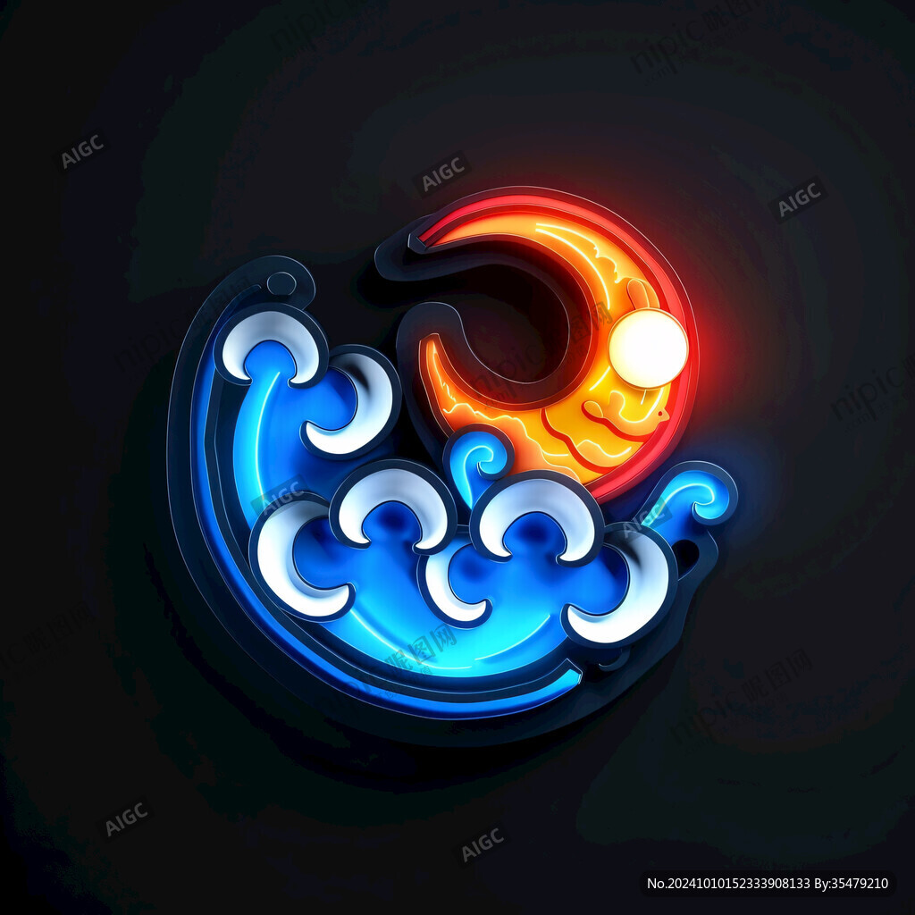 如意云紋藍色海浪