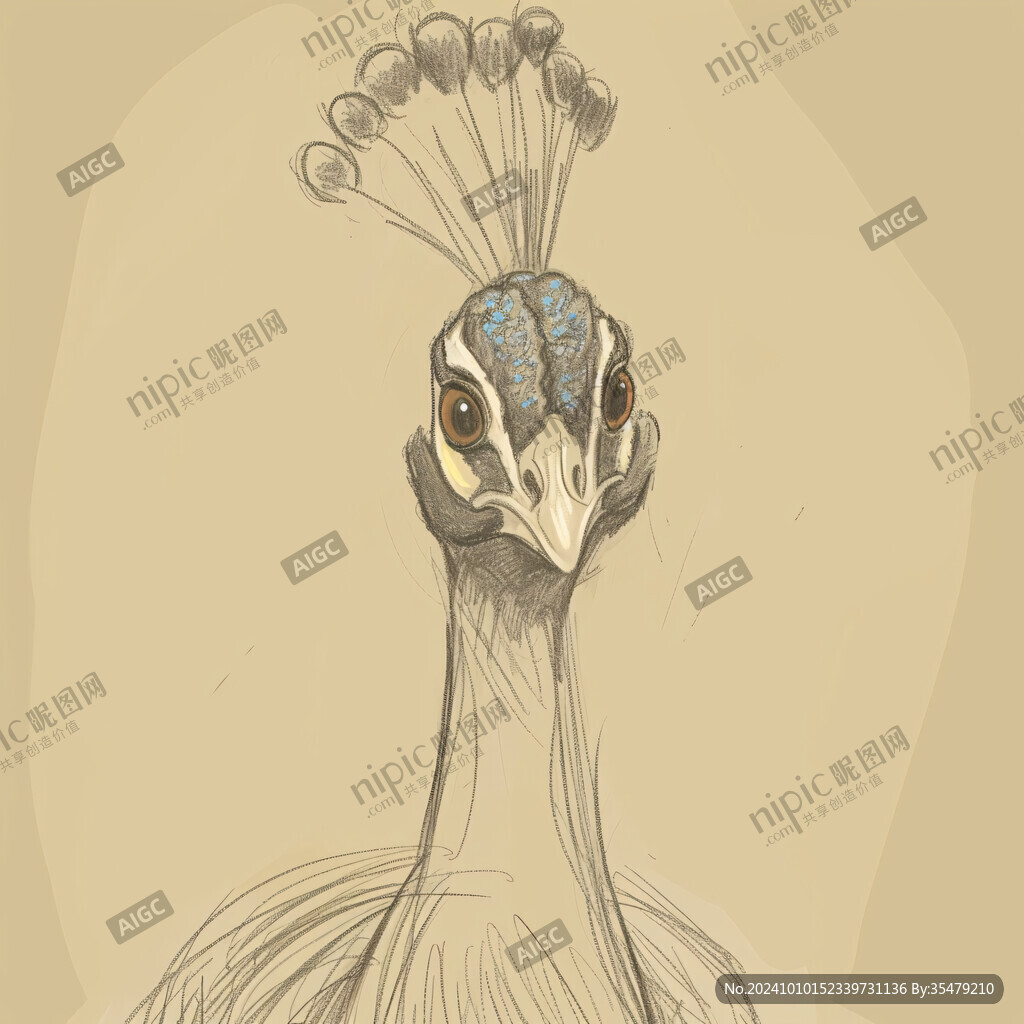 手繪孔雀插畫