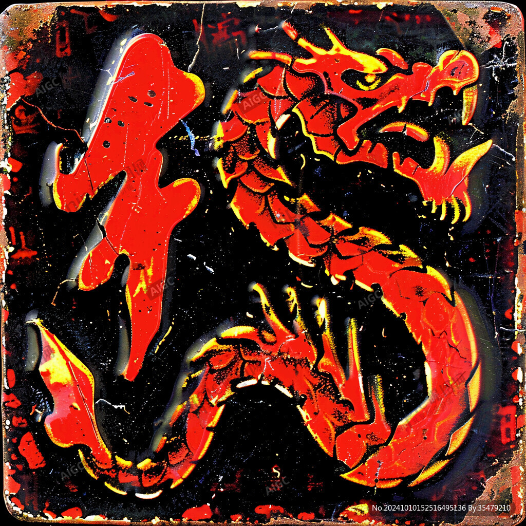 黑紅色龍紋