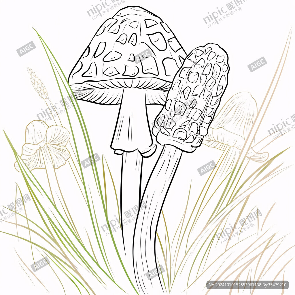 香菇線描插畫